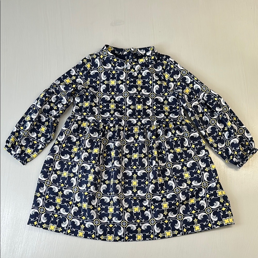 Janie and Jack Navy Medallion Scarf Print Dress